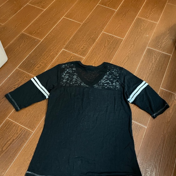 LA Kitty Burn Out Baseball FAITH Tee Size large black white silver bling cotton - Picture 11 of 13